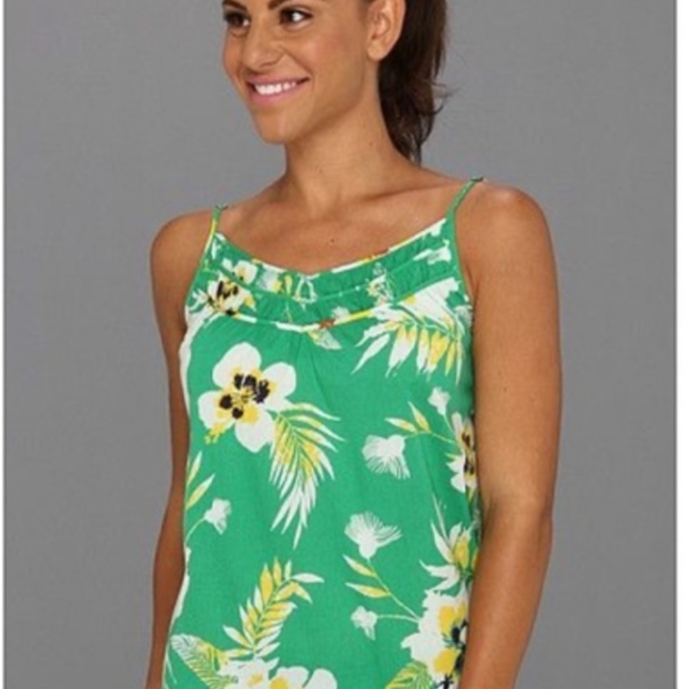 Patagonia Green and White Camisole with Tropical Print‎